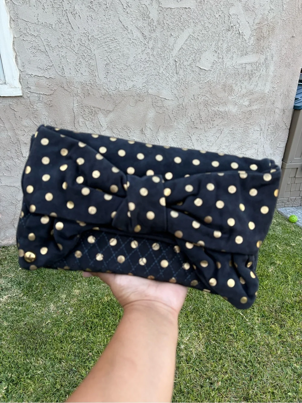 Vintage Y2K Juicy Couture Navy Blue Suede XL Clutch With Bow Detail EUC
